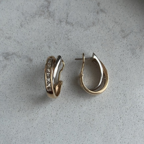 14K gold earrings with diamonds